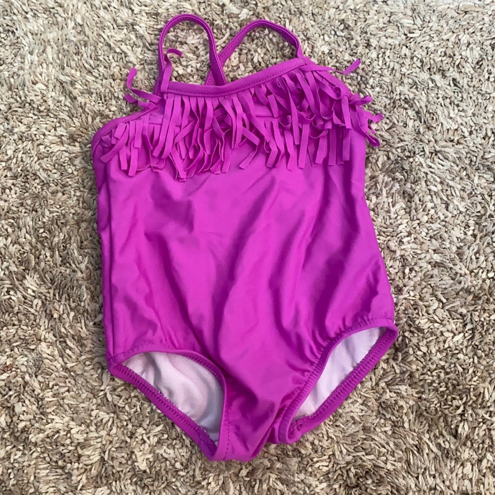 Purple one piece fringe bathing suit